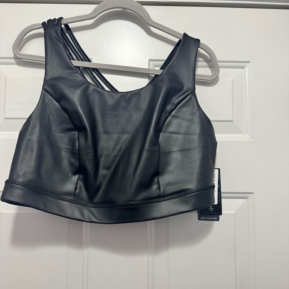 Faux Leather Sports Bra